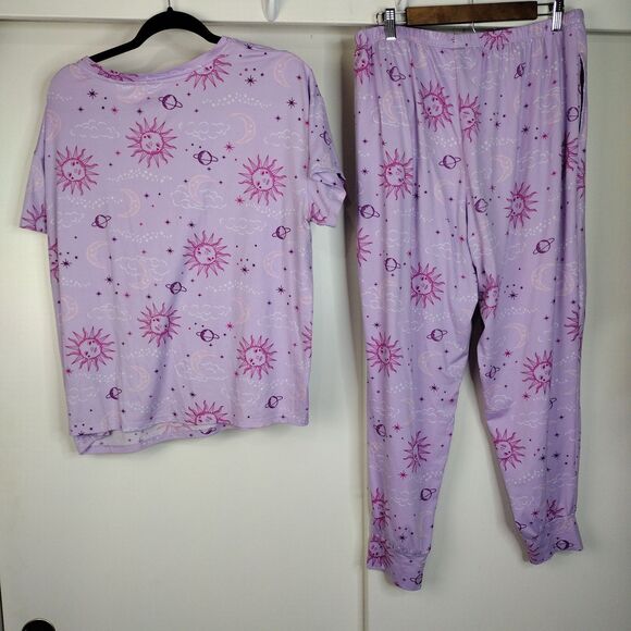 Joyspun 2pc Pajamas Set Moon Stars Top Pants Womens Size XL Purple Pink - Picture 3 of 7